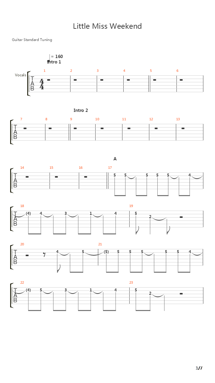 Little Miss Weekend吉他谱