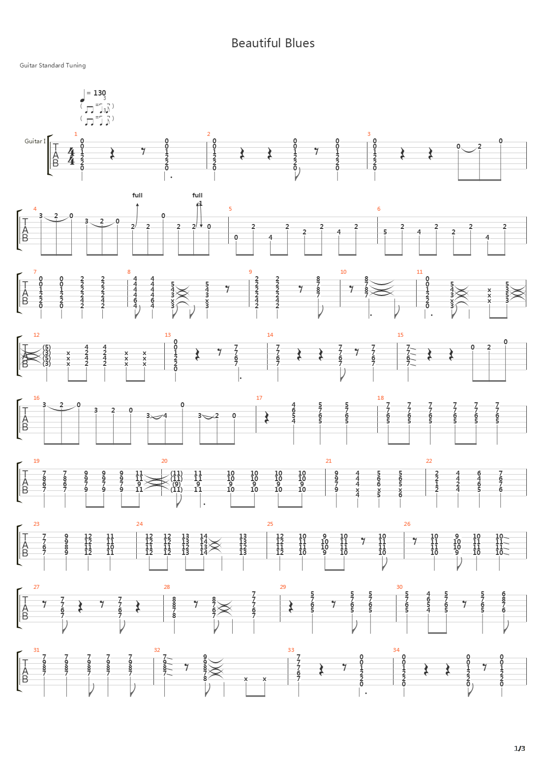 Beauitful Blues吉他谱