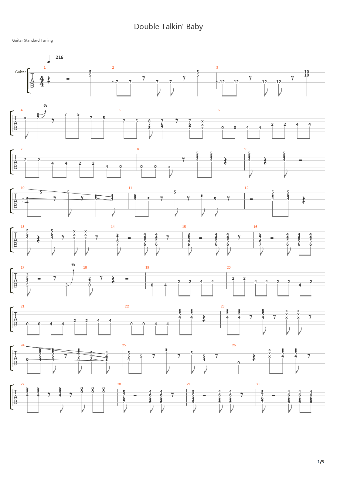Double Talking Baby吉他谱