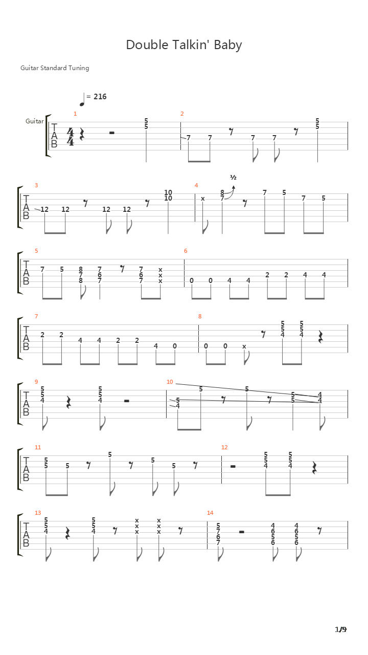 Double Talking Baby吉他谱