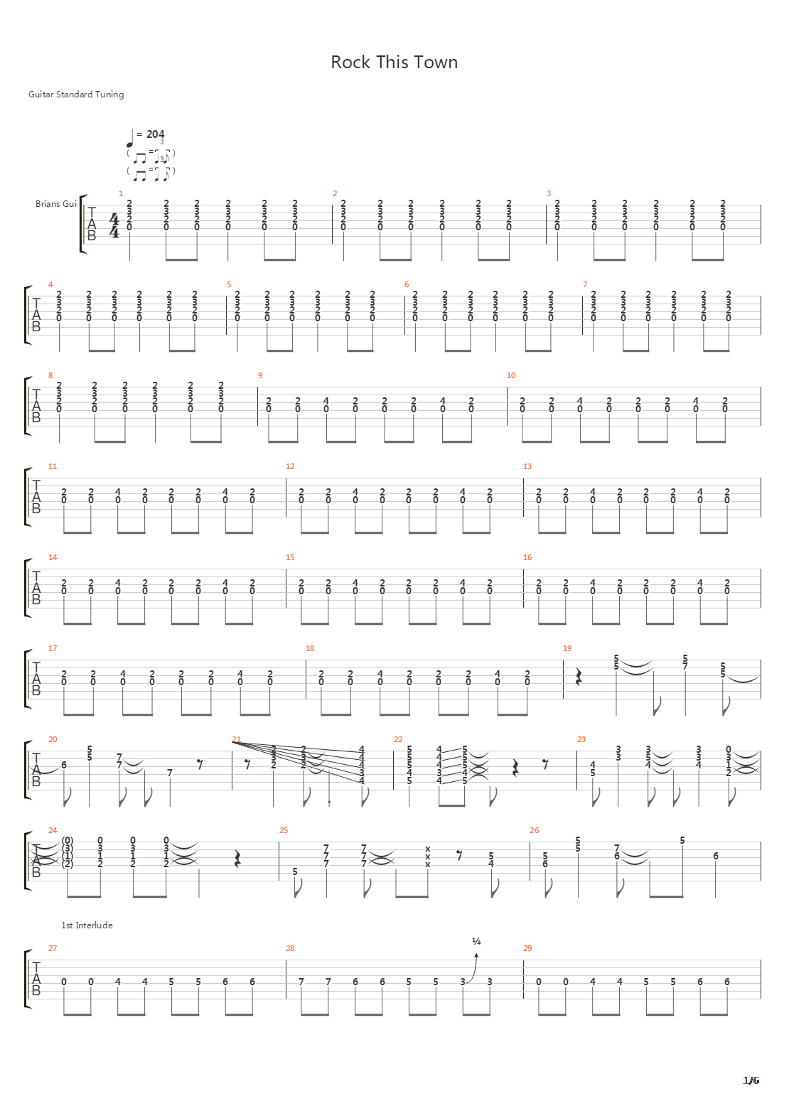 Rock This Town吉他谱