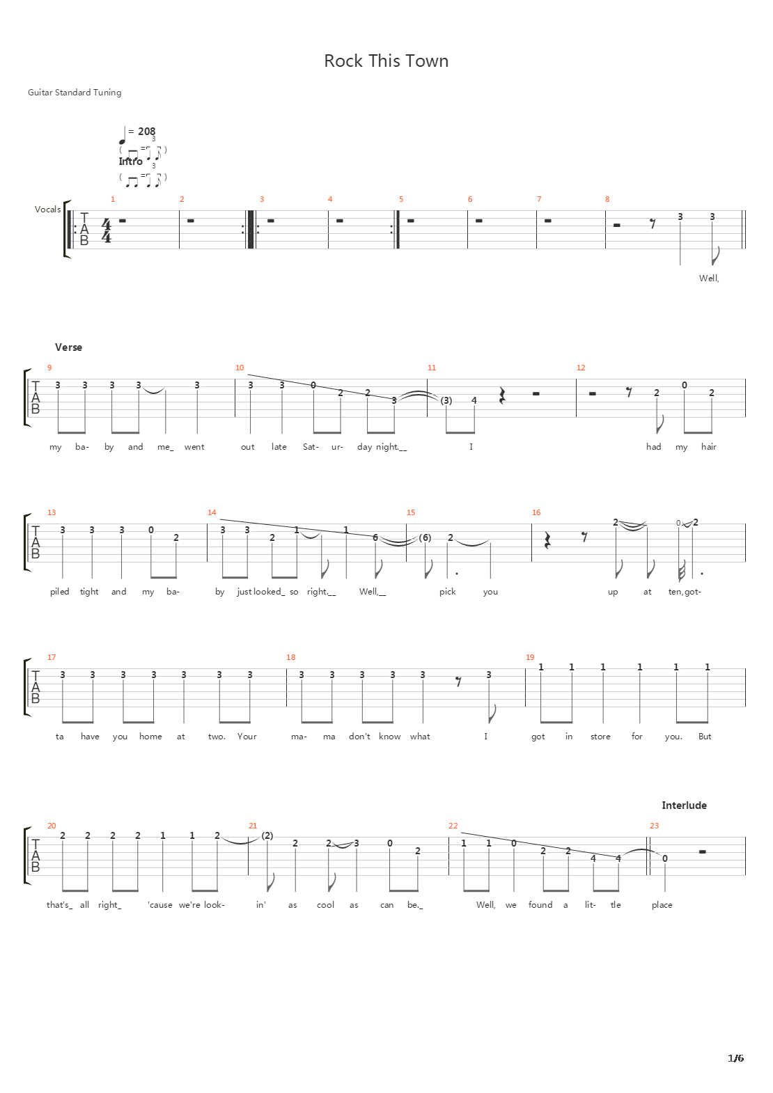 Rock This Town吉他谱