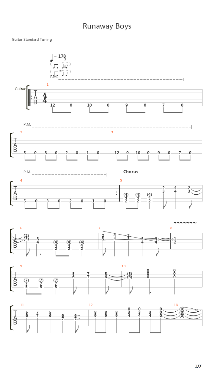 Runaway Boys吉他谱