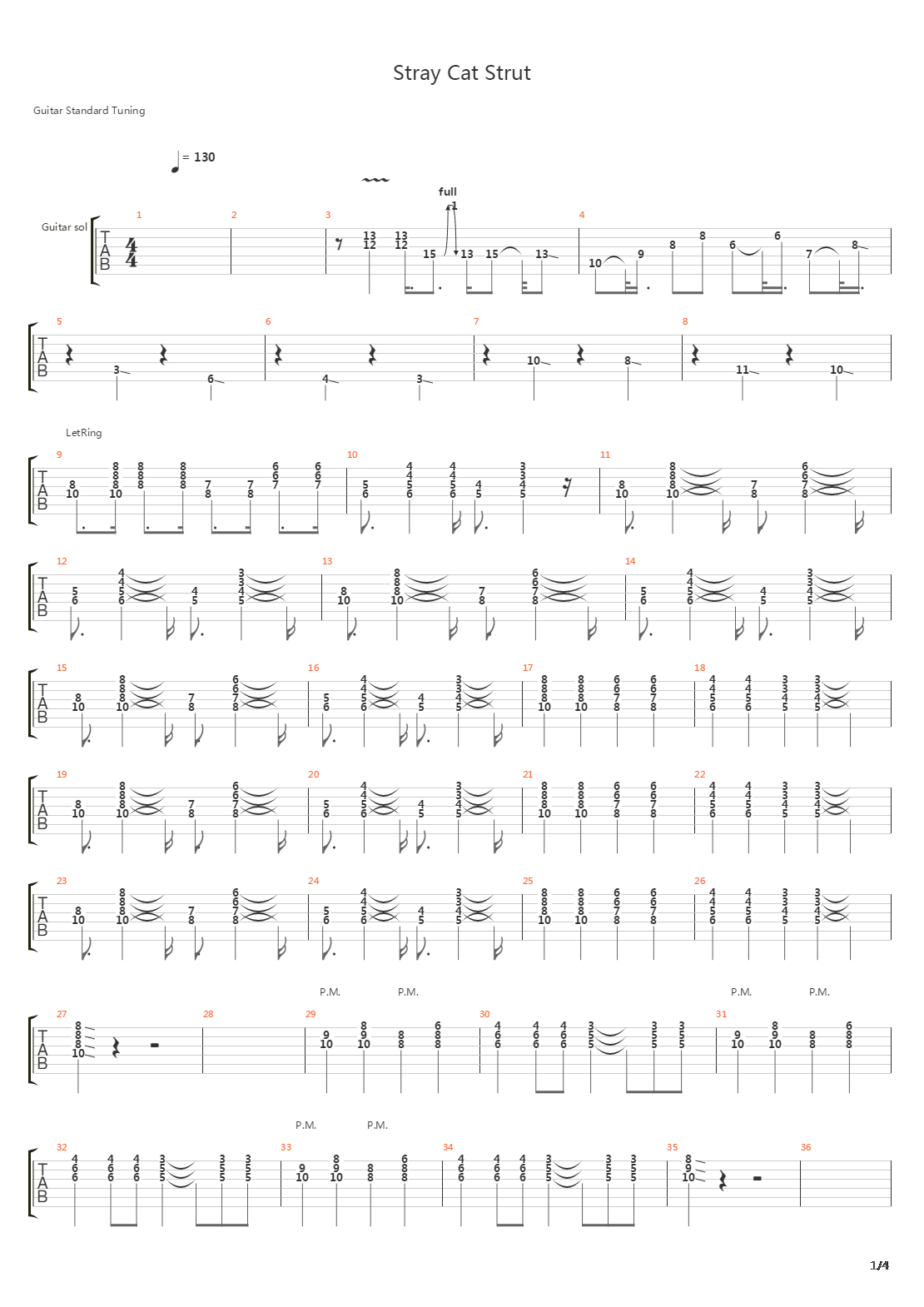 Stray Cat Strut吉他谱