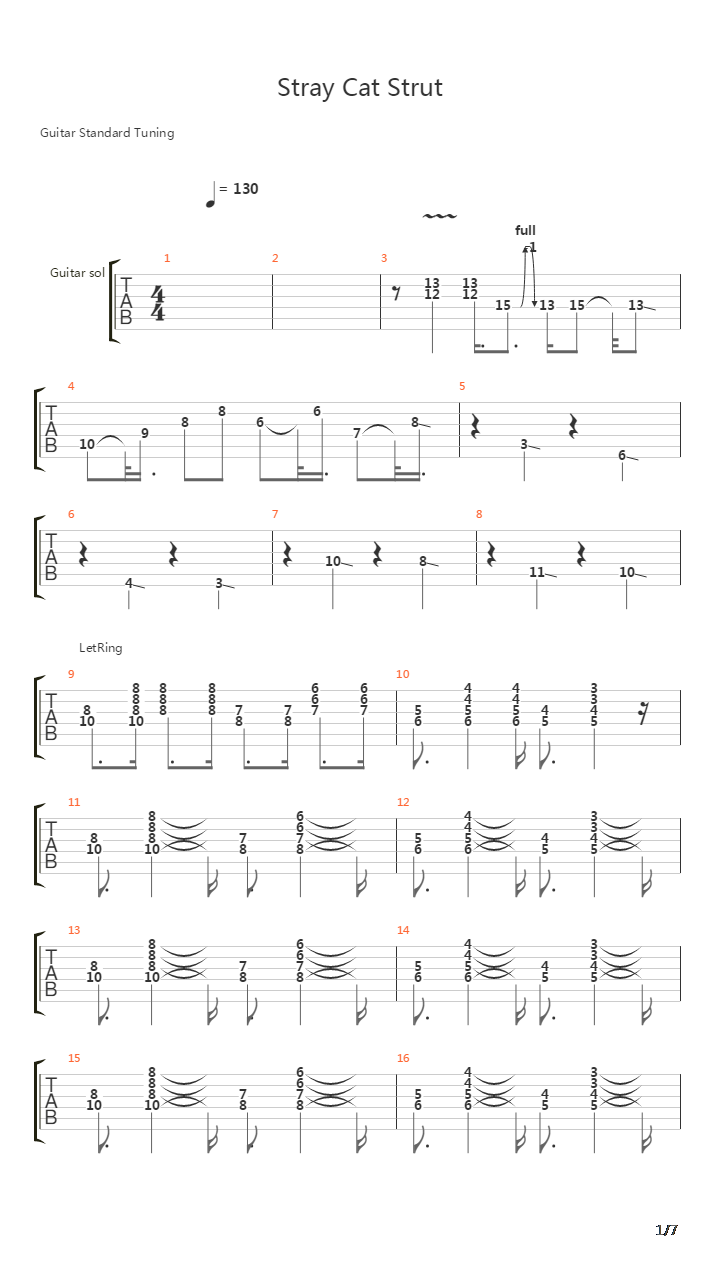 Stray Cat Strut吉他谱