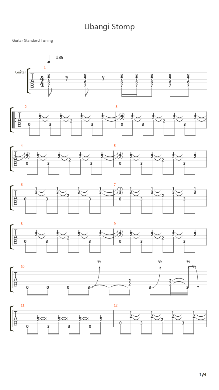 Ubangi Stomp吉他谱