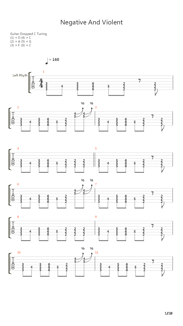 Negative And Violent吉他谱