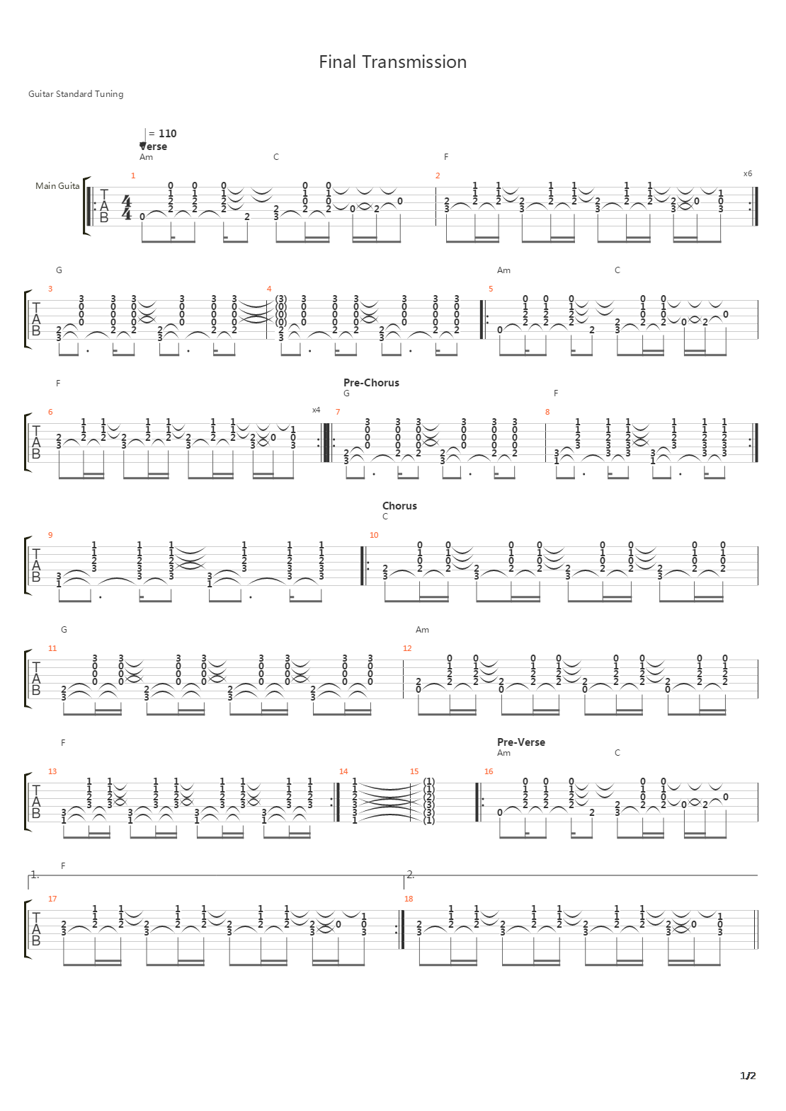 Final Transmission吉他谱