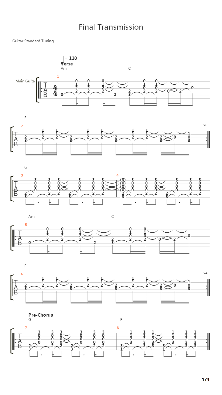 Final Transmission吉他谱