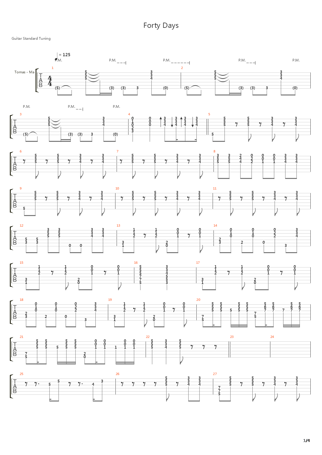Forty Days吉他谱