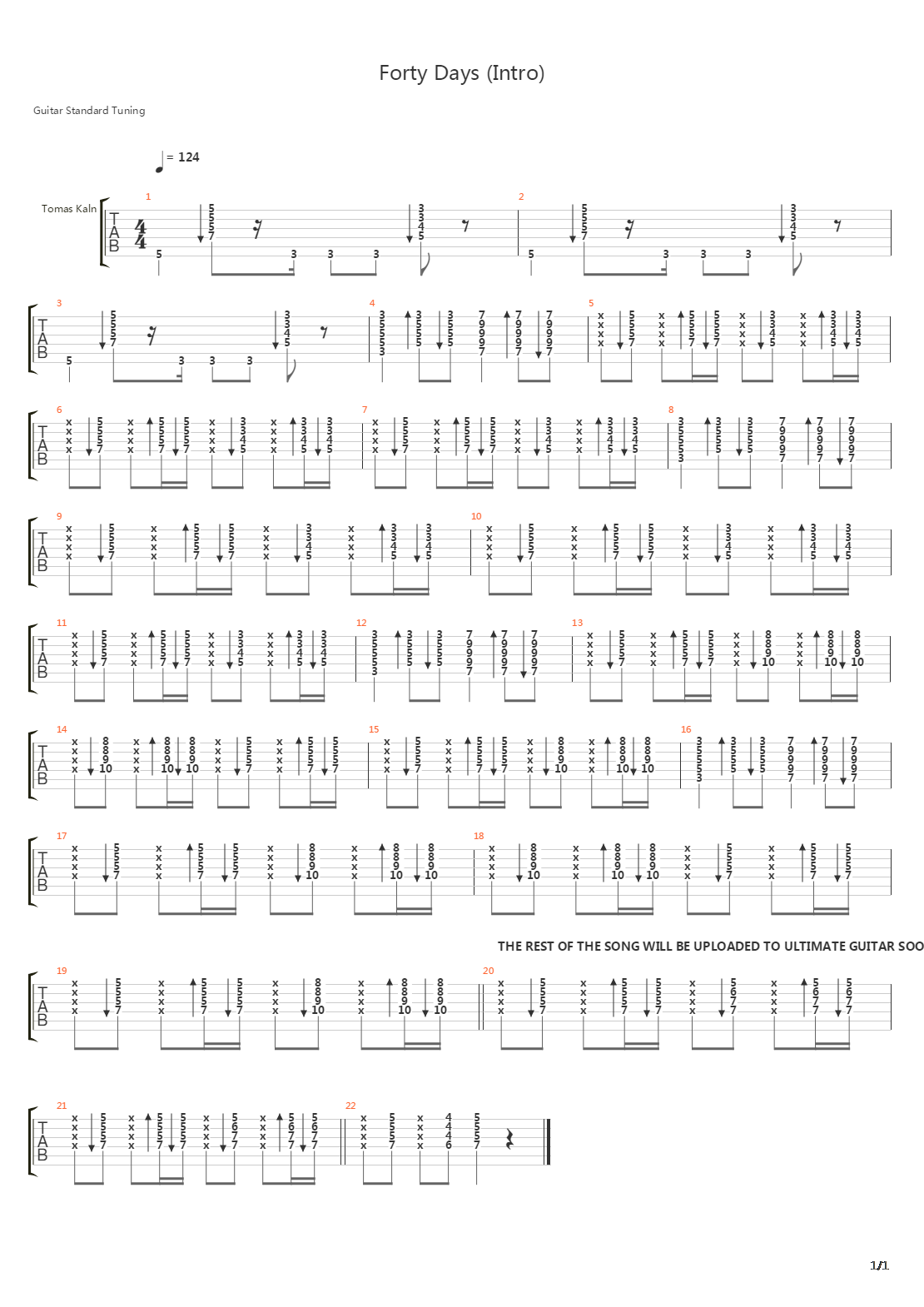 Forty Days吉他谱