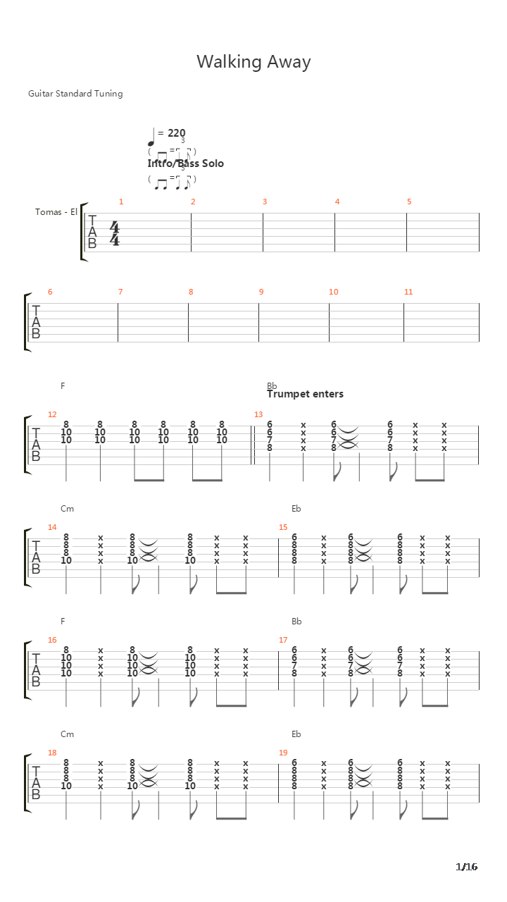 Walking Away吉他谱