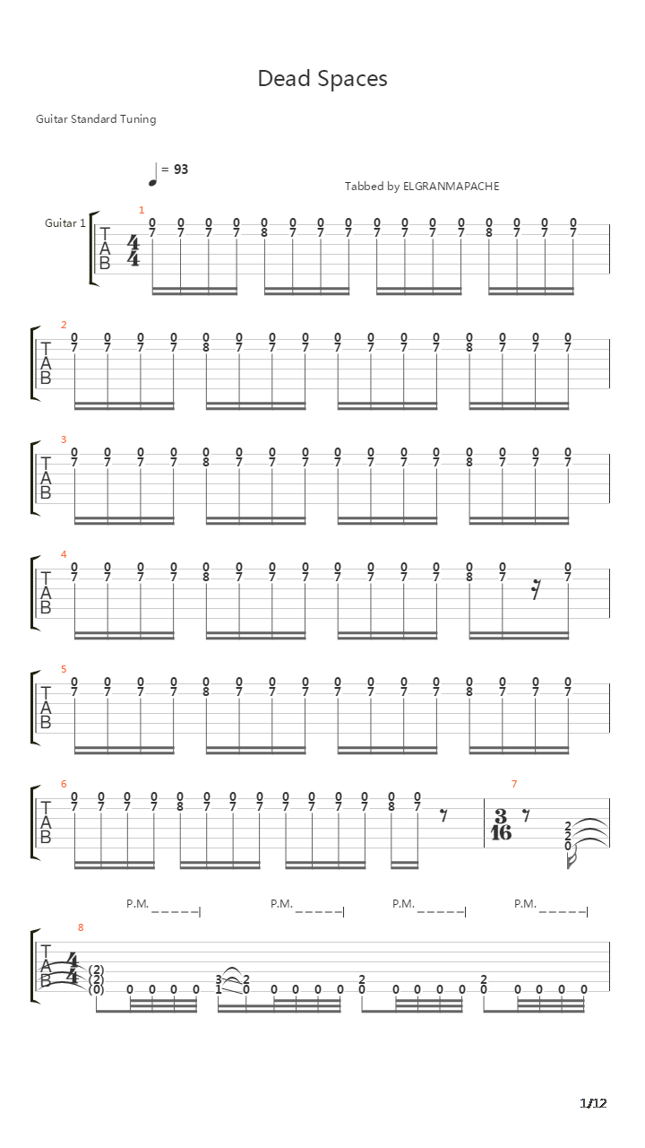 Dead Spaces吉他谱