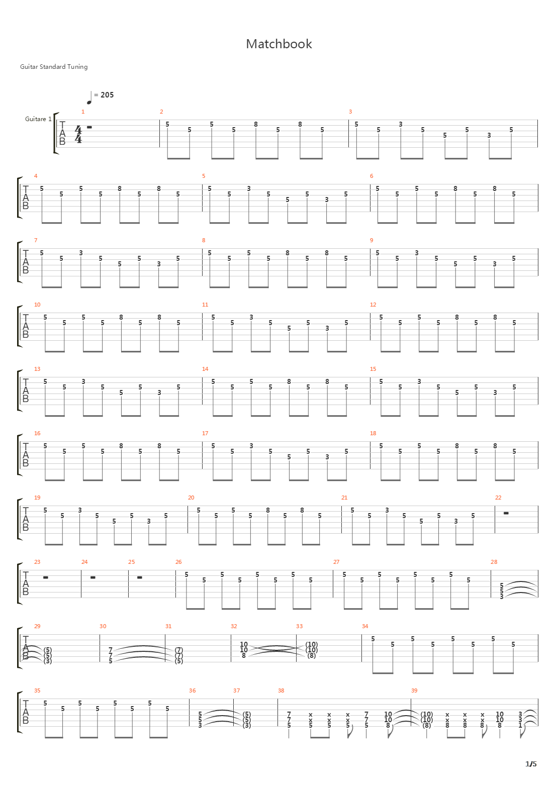 Matchbook吉他谱