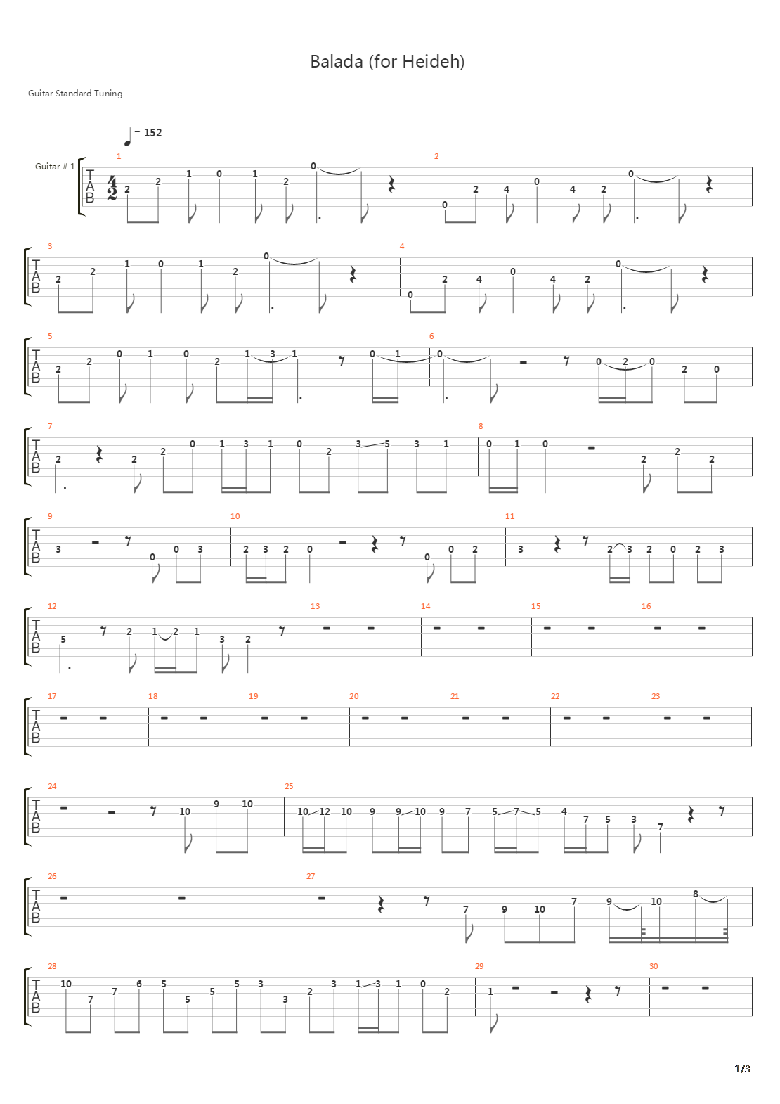 Balada For Heideh吉他谱