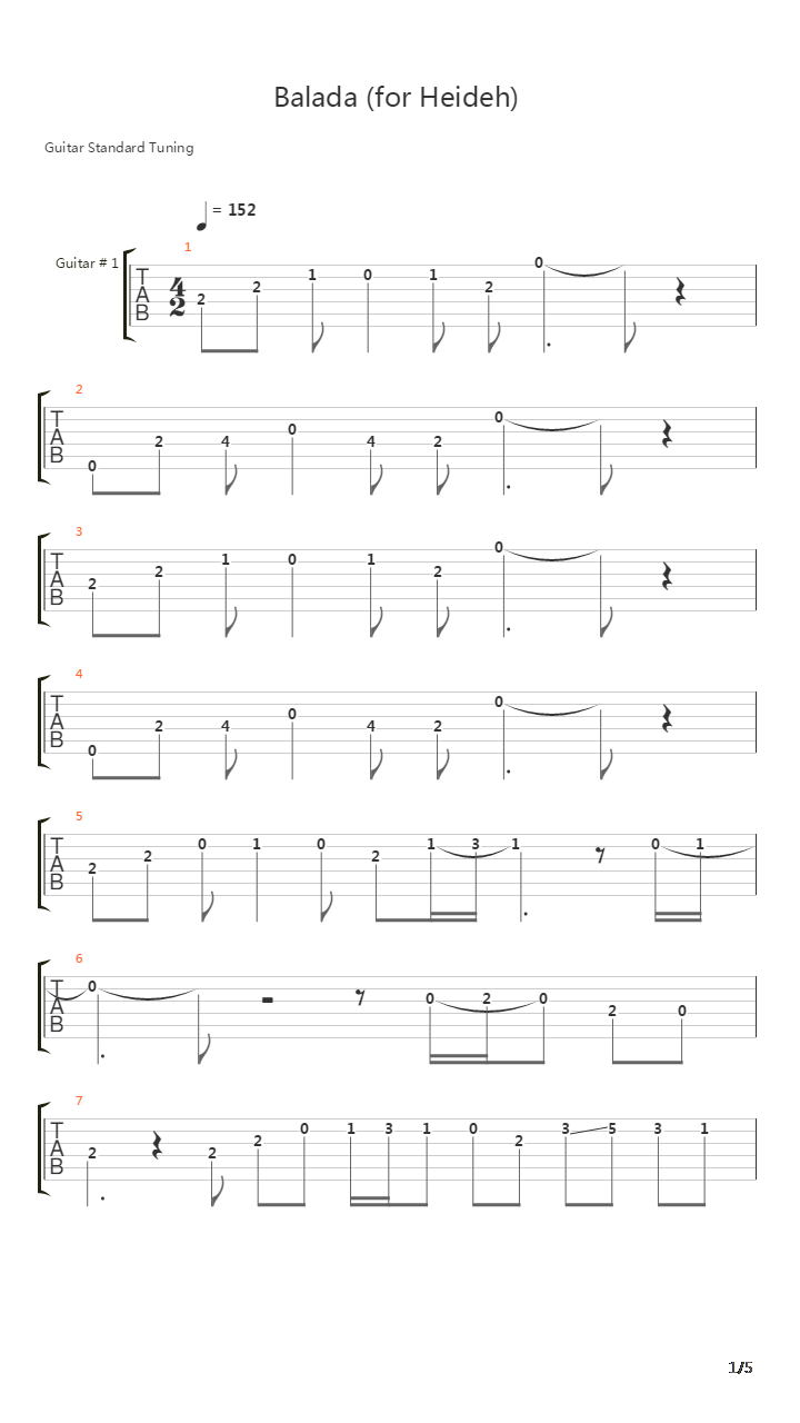 Balada For Heideh吉他谱