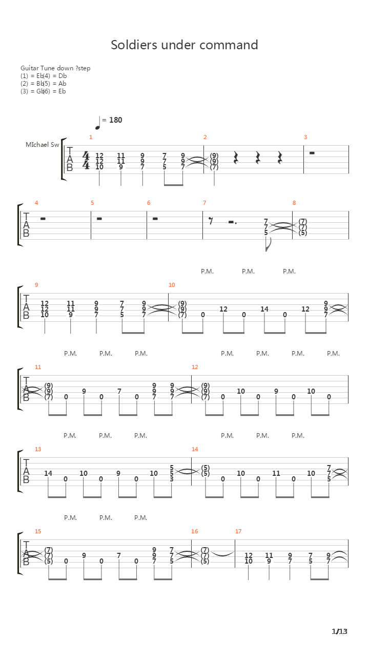 Soldiers Under Command吉他谱