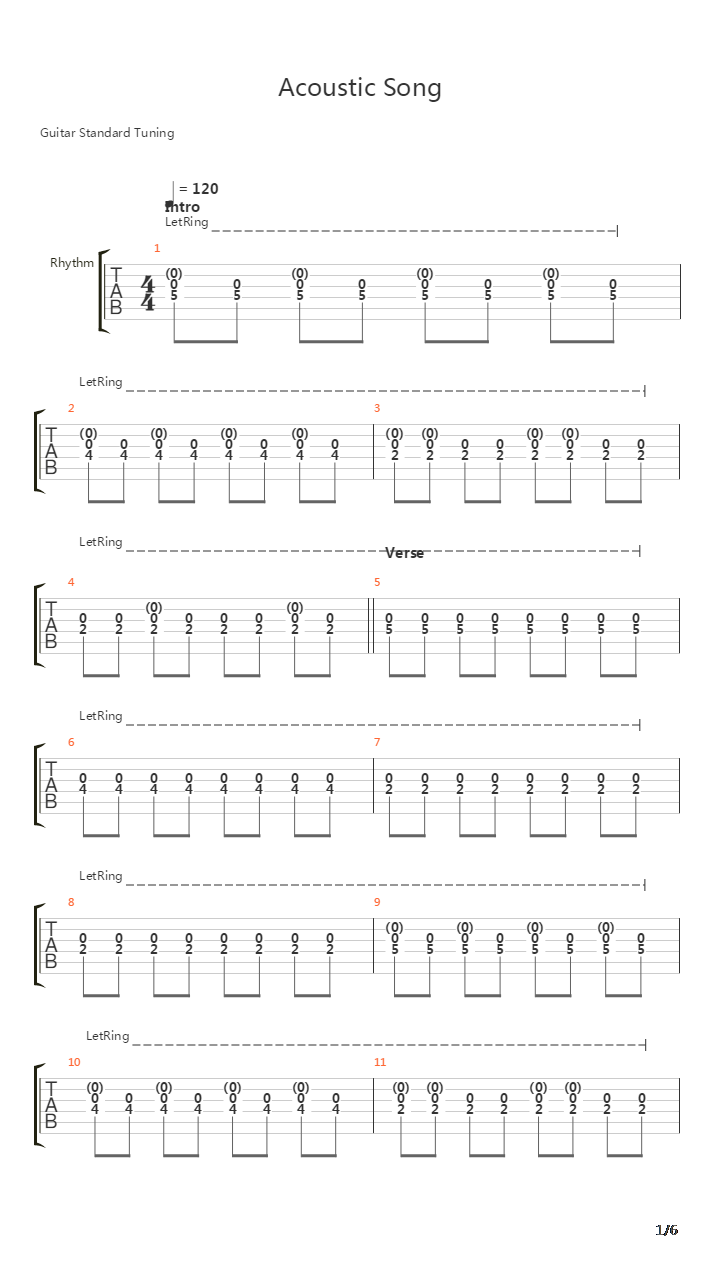 Acoustic Song吉他谱