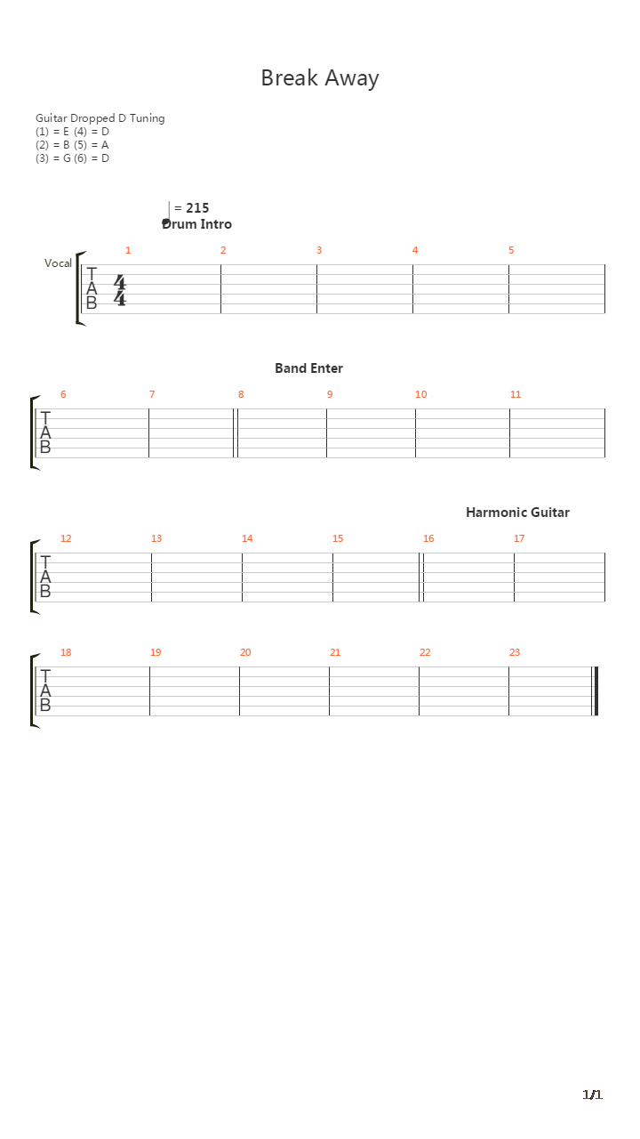 Break Away吉他谱