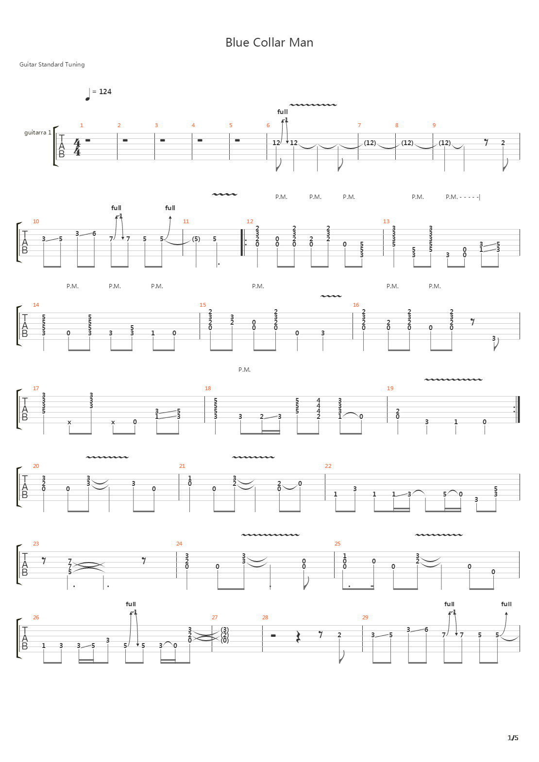 Blue Collar Man Long Nights吉他谱