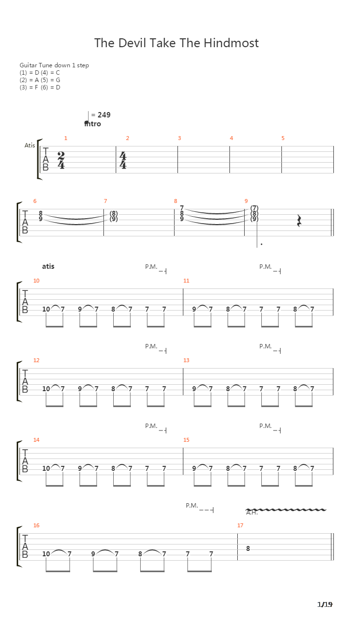 The Devil Take The Hindmost吉他谱