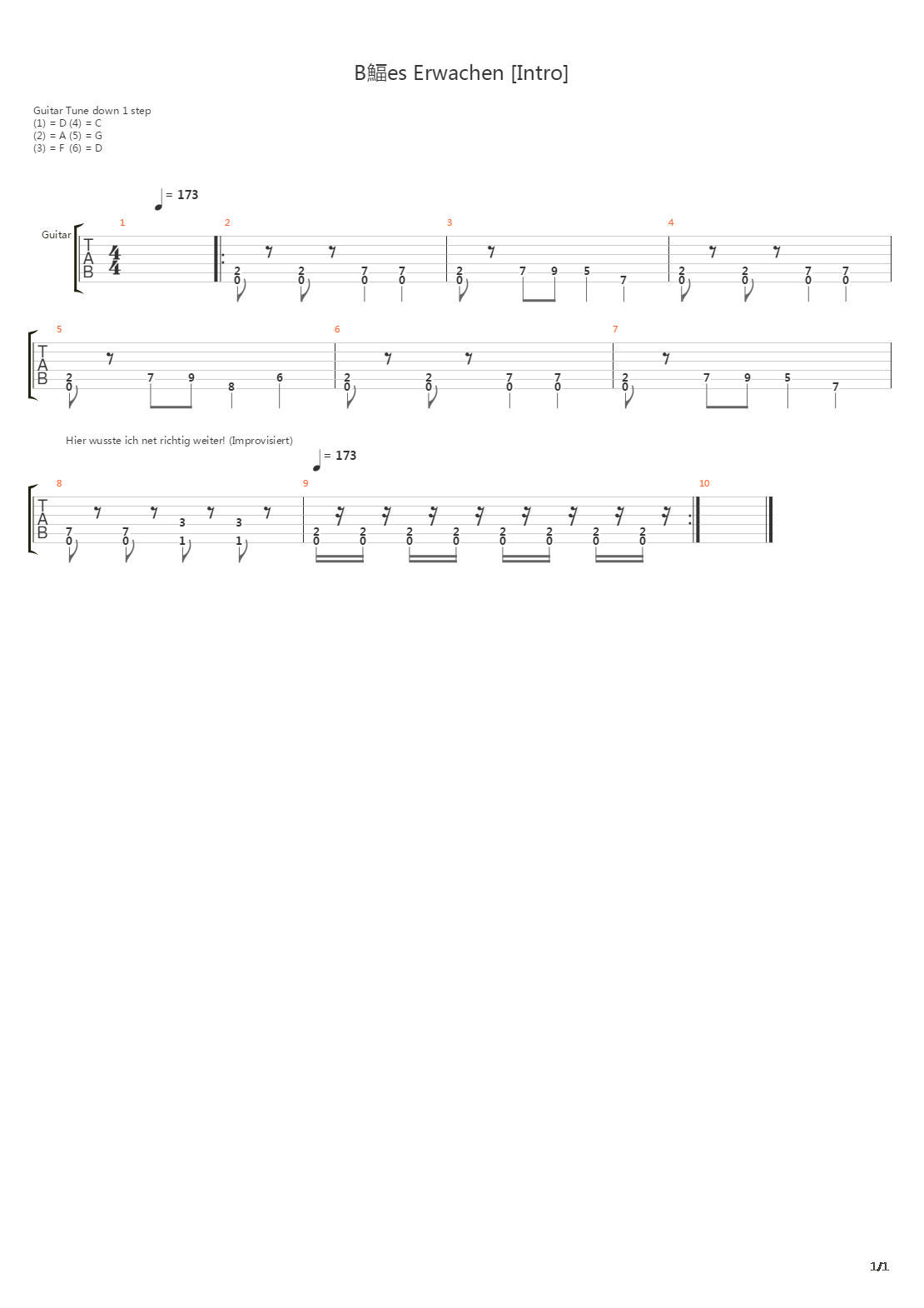 Bses Erwachen吉他谱