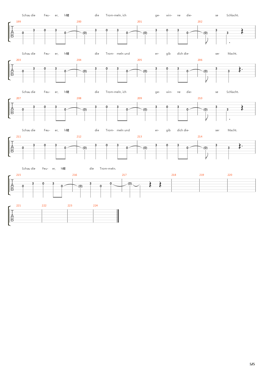 Die Schlacht吉他谱