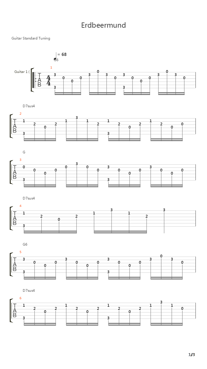 Erdbeermund吉他谱