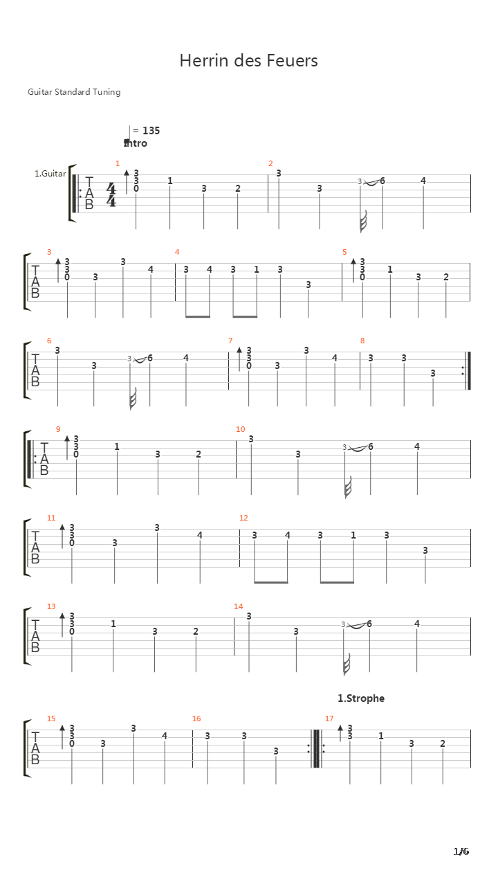Herrin Des Feuers吉他谱