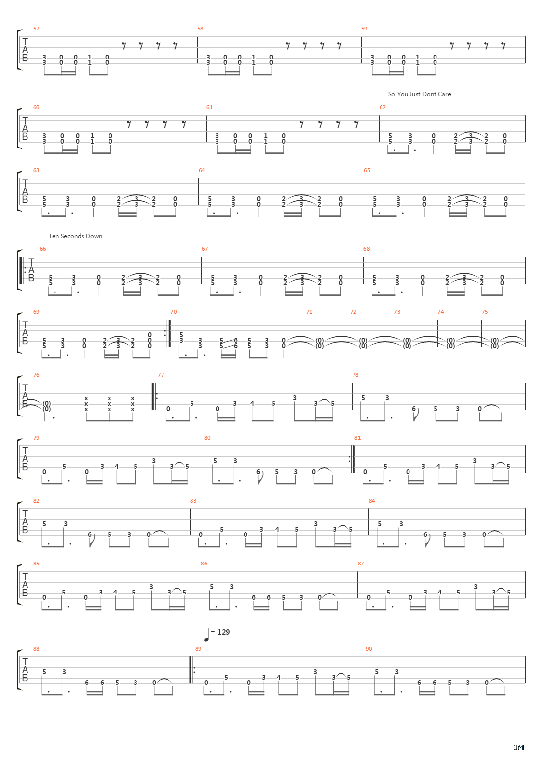 10 Seconds Down吉他谱