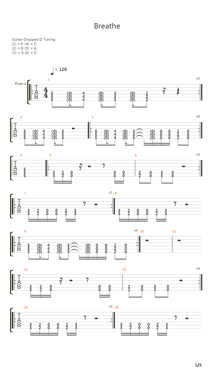 Breathe吉他谱