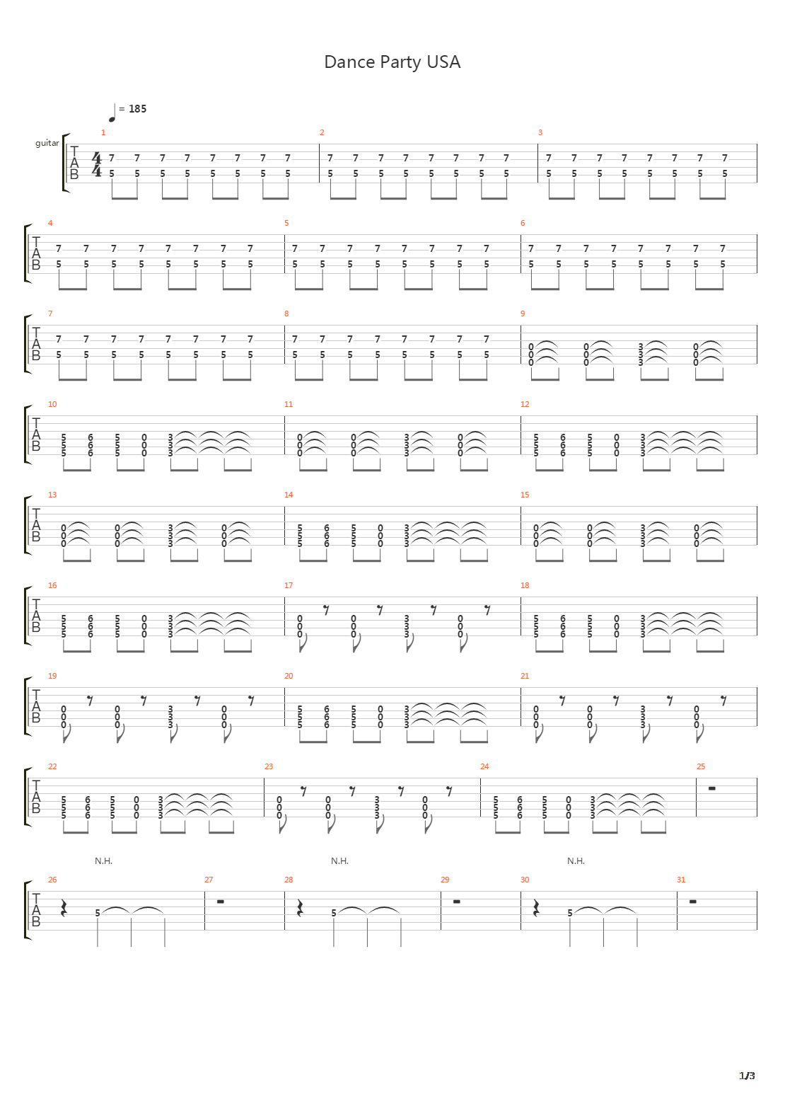 Dance Party Usa吉他谱