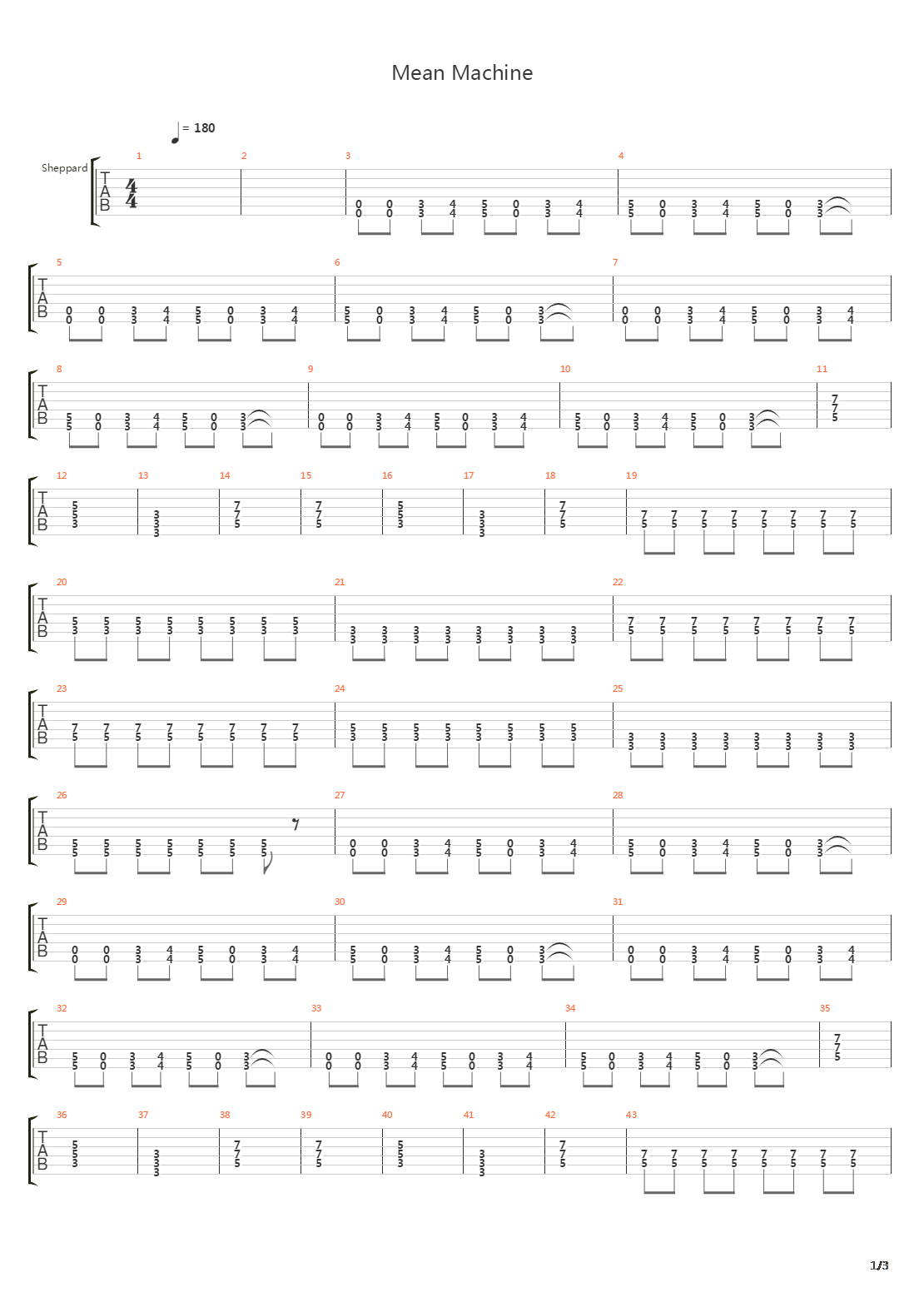 Mean Machine吉他谱