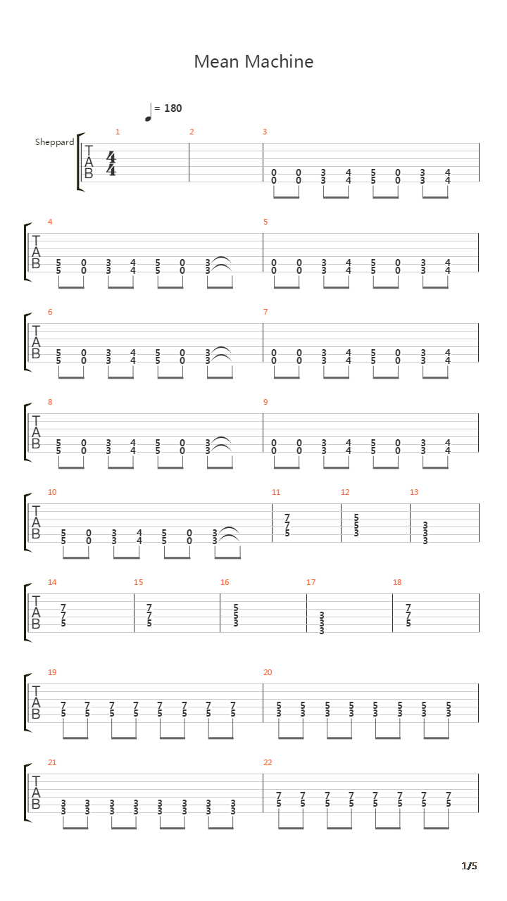 Mean Machine吉他谱