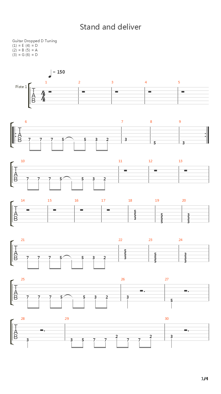 Stand And Deliver吉他谱