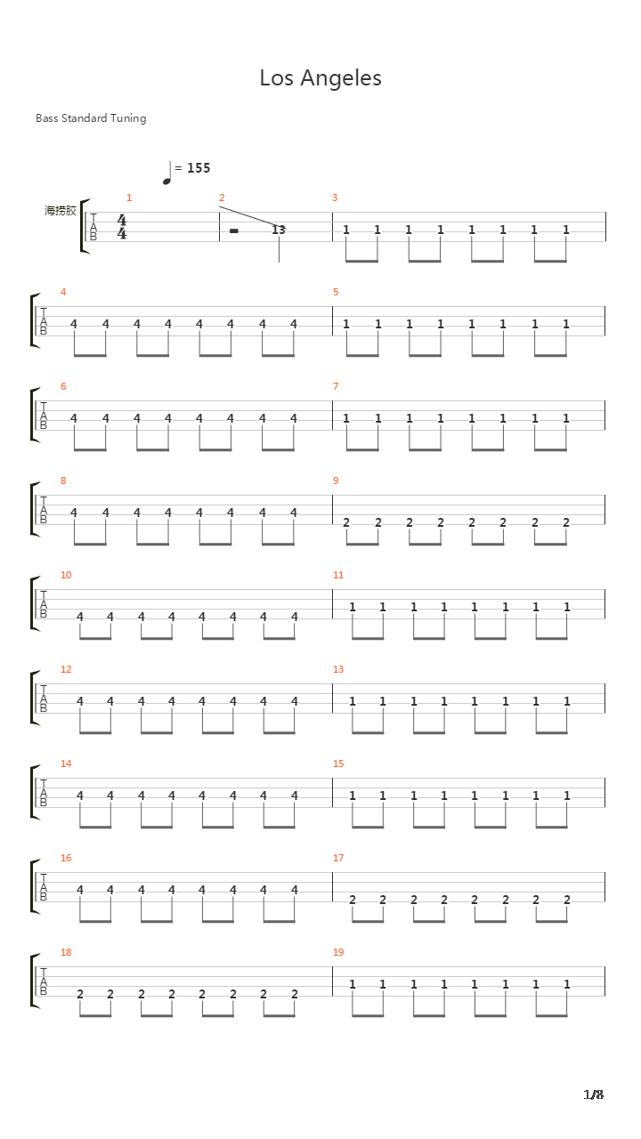 Los Angeles吉他谱