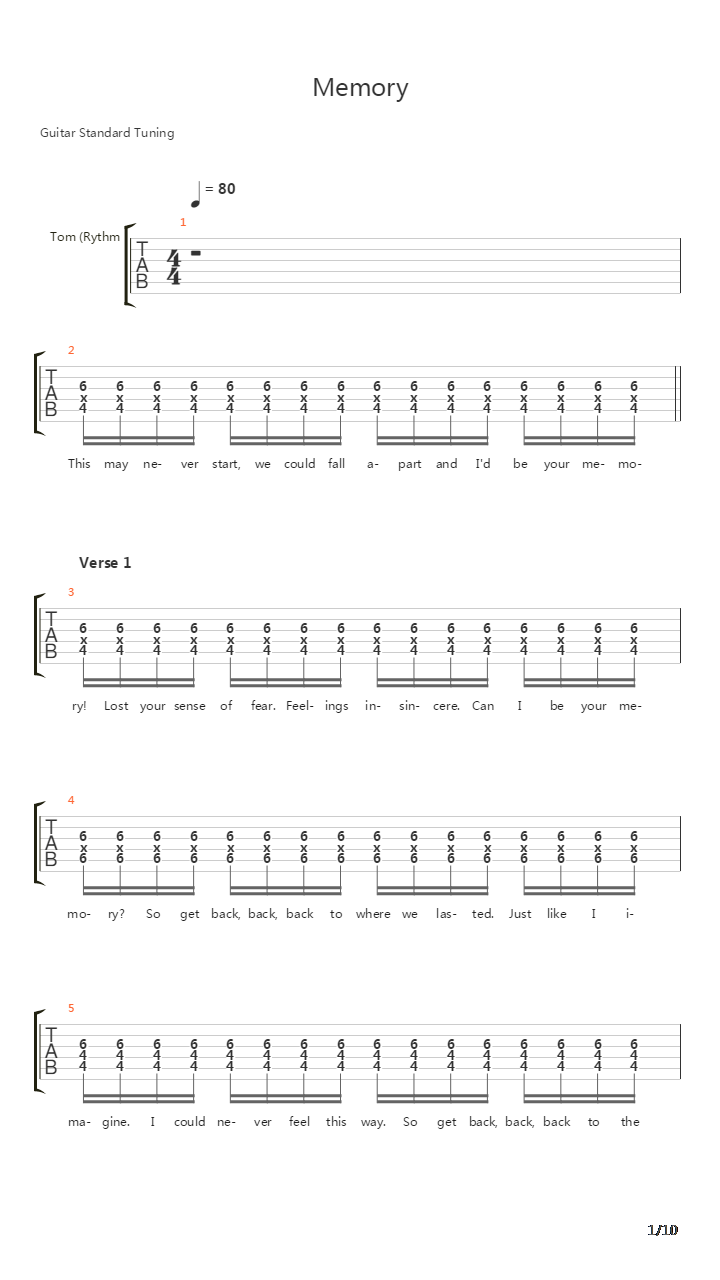 Memory吉他谱