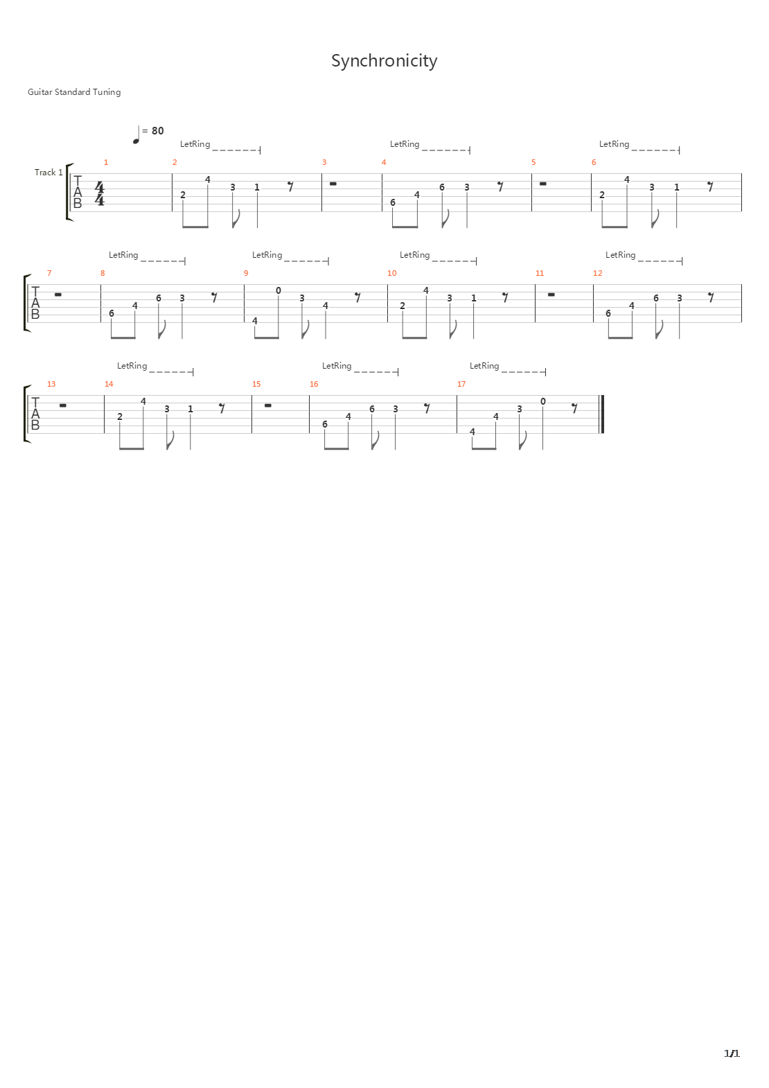 Synchronicity吉他谱