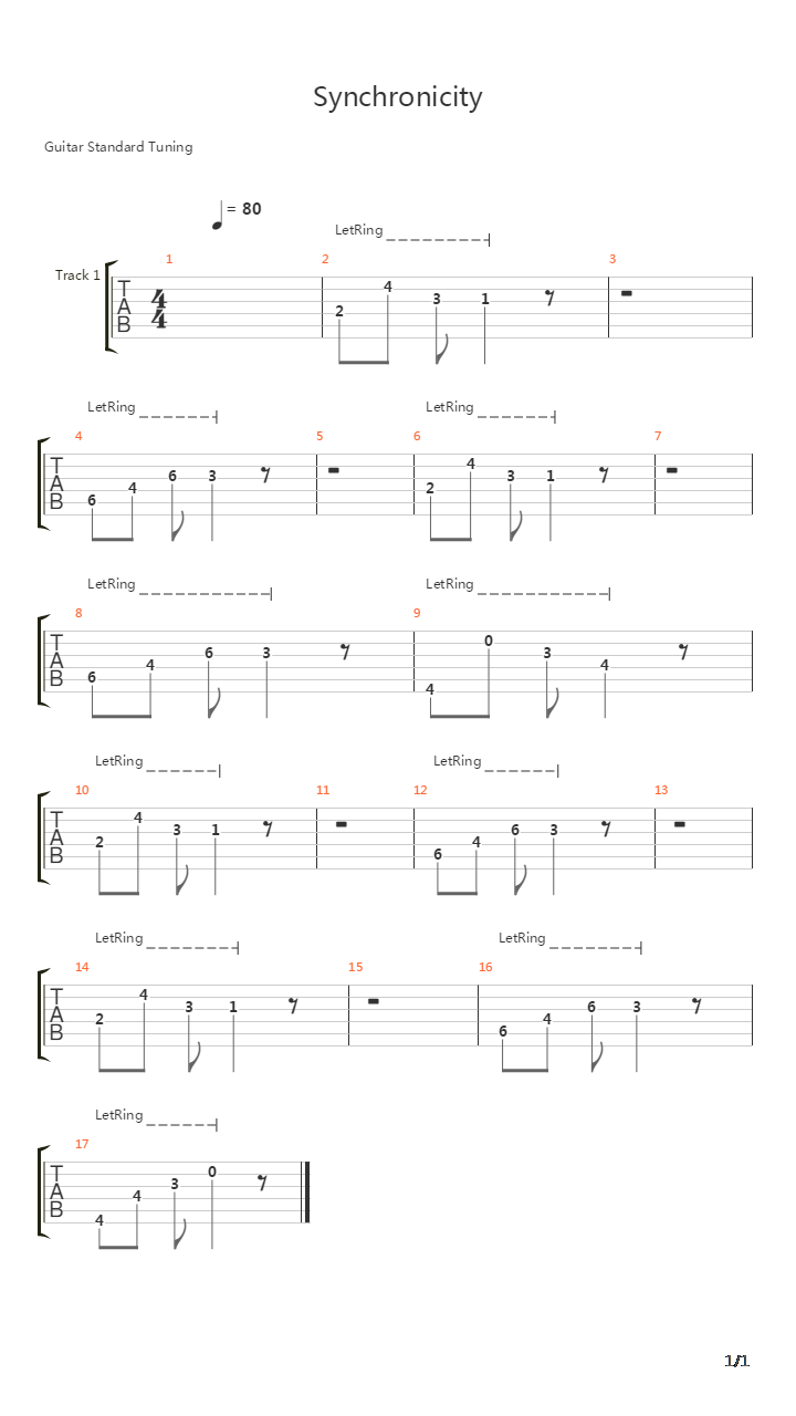 Synchronicity吉他谱