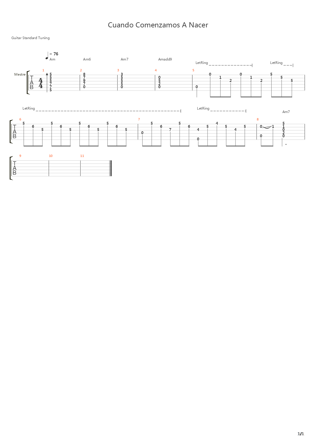 Cuando Comenzamos A Nacer吉他谱