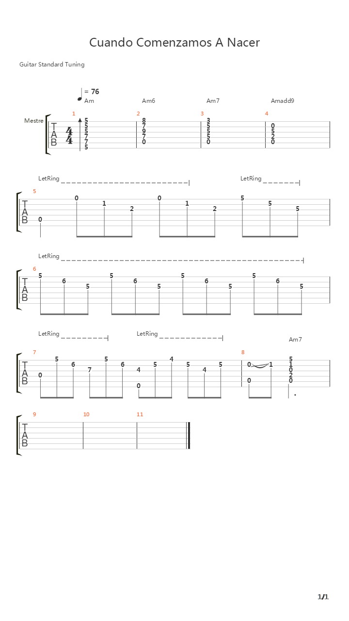 Cuando Comenzamos A Nacer吉他谱