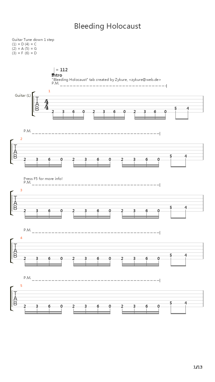 Bleeding Holocaust吉他谱