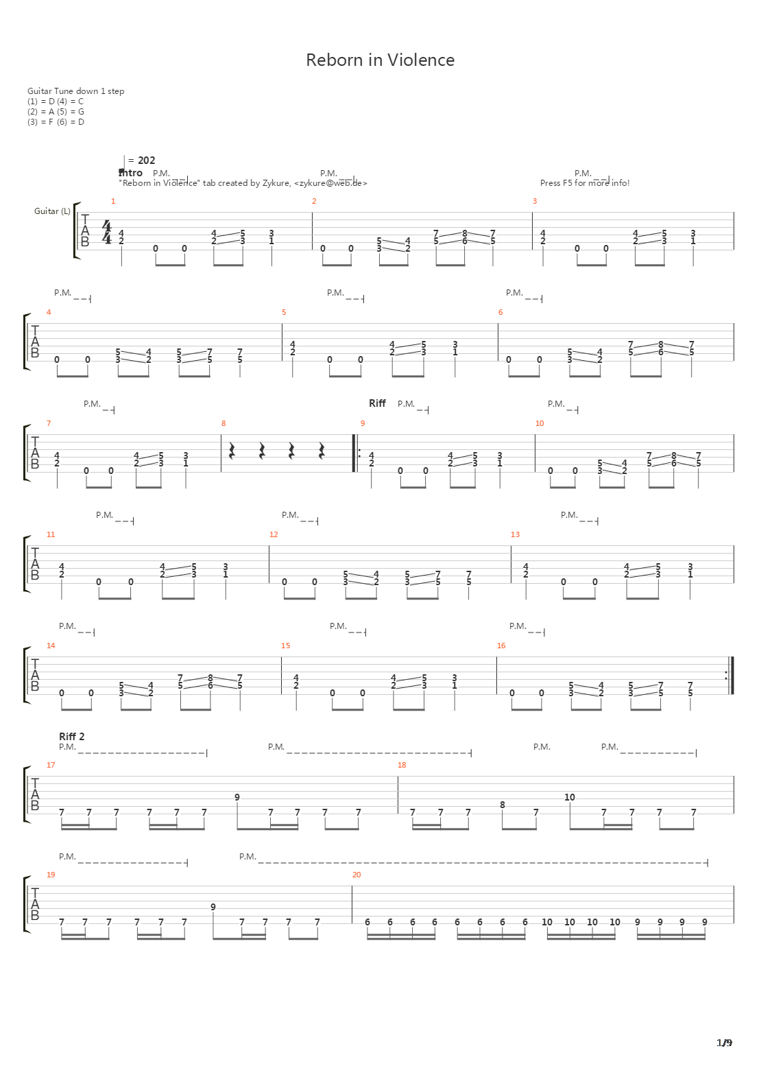 Reborn In Violence吉他谱