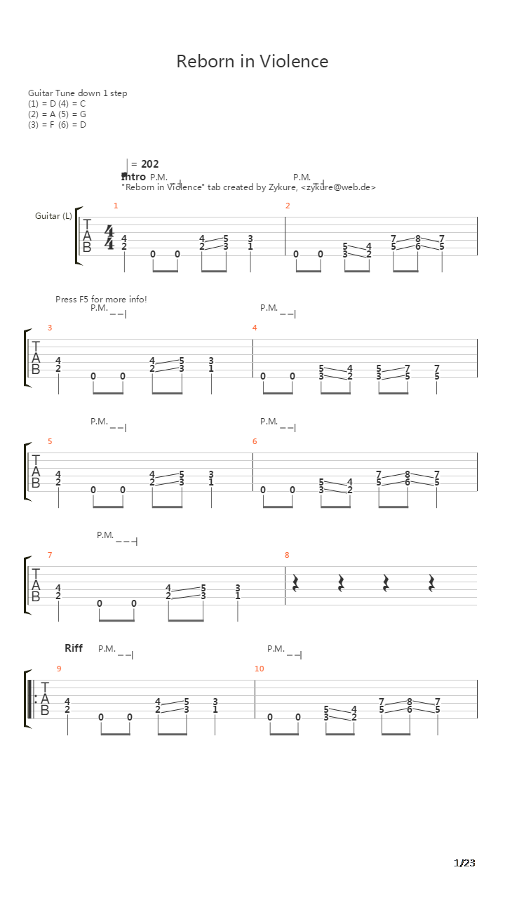 Reborn In Violence吉他谱