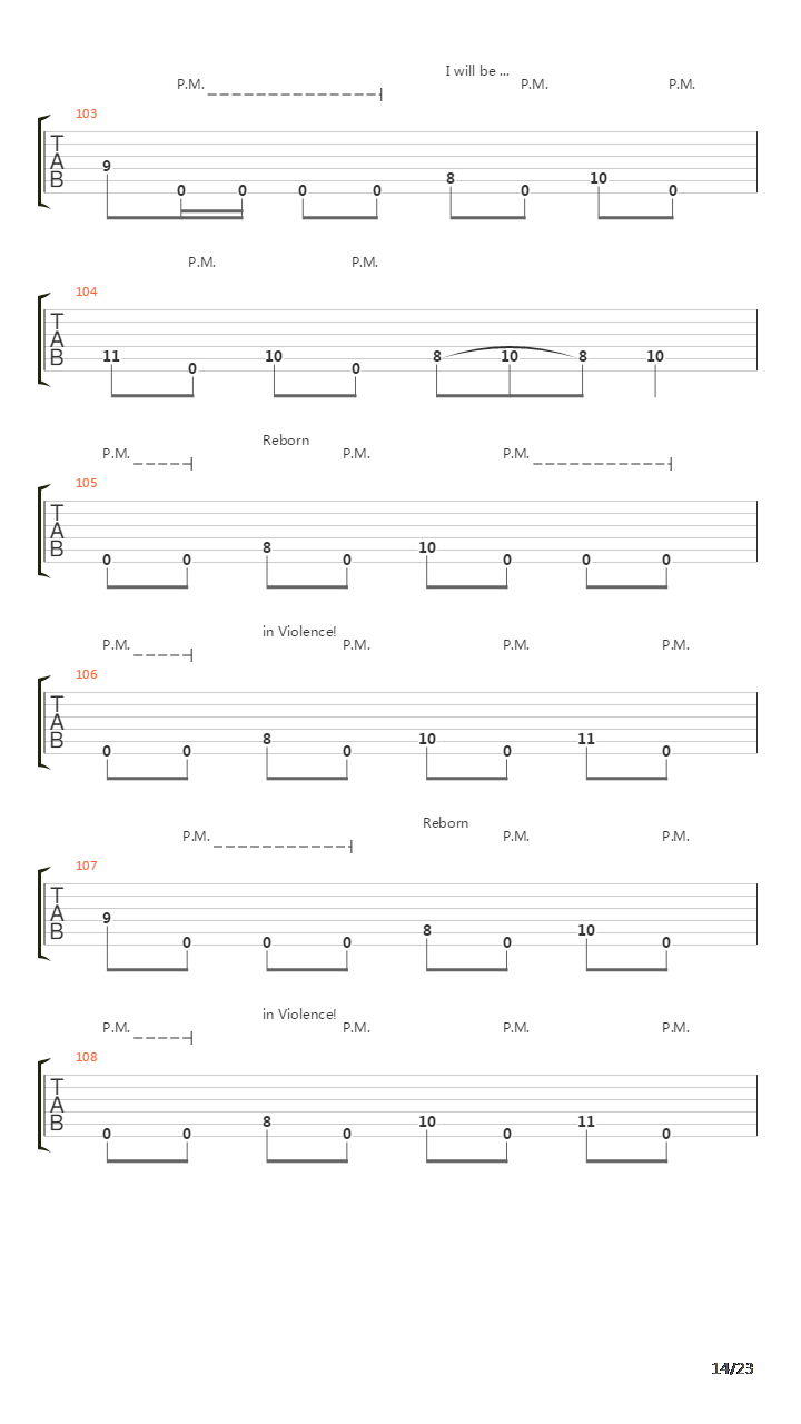 Reborn In Violence吉他谱