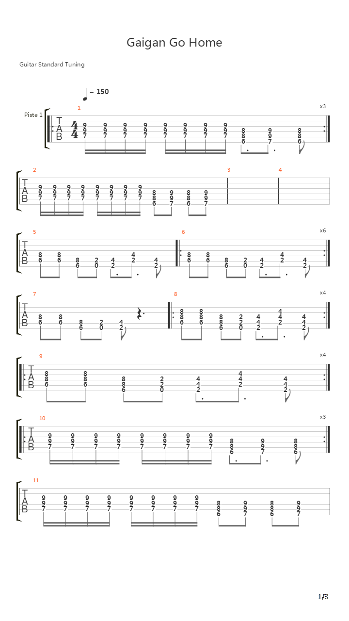 Gaigan Go Home吉他谱