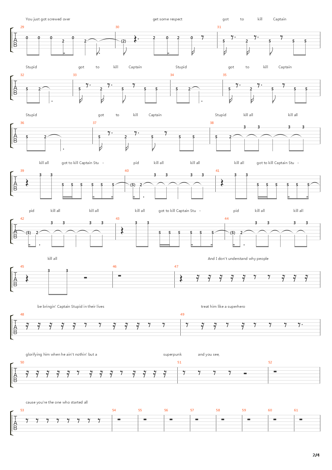 Gotta Kill Captain Stupid吉他谱