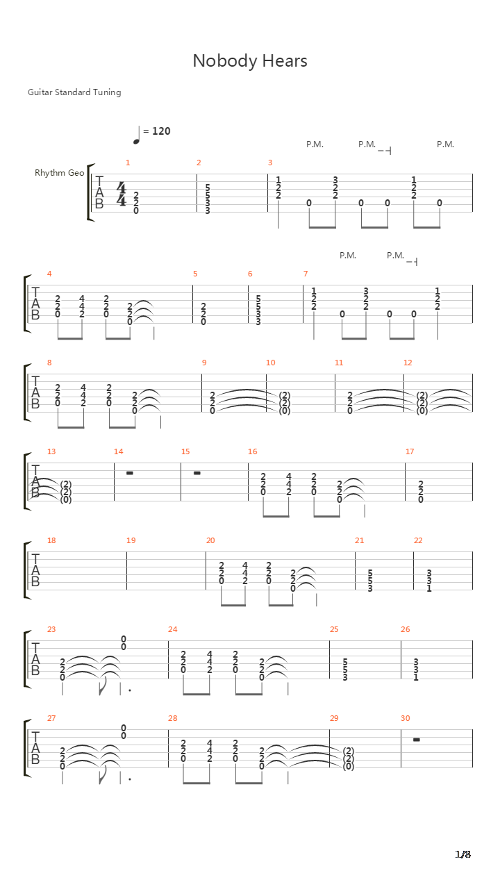 Nobody Hears吉他谱