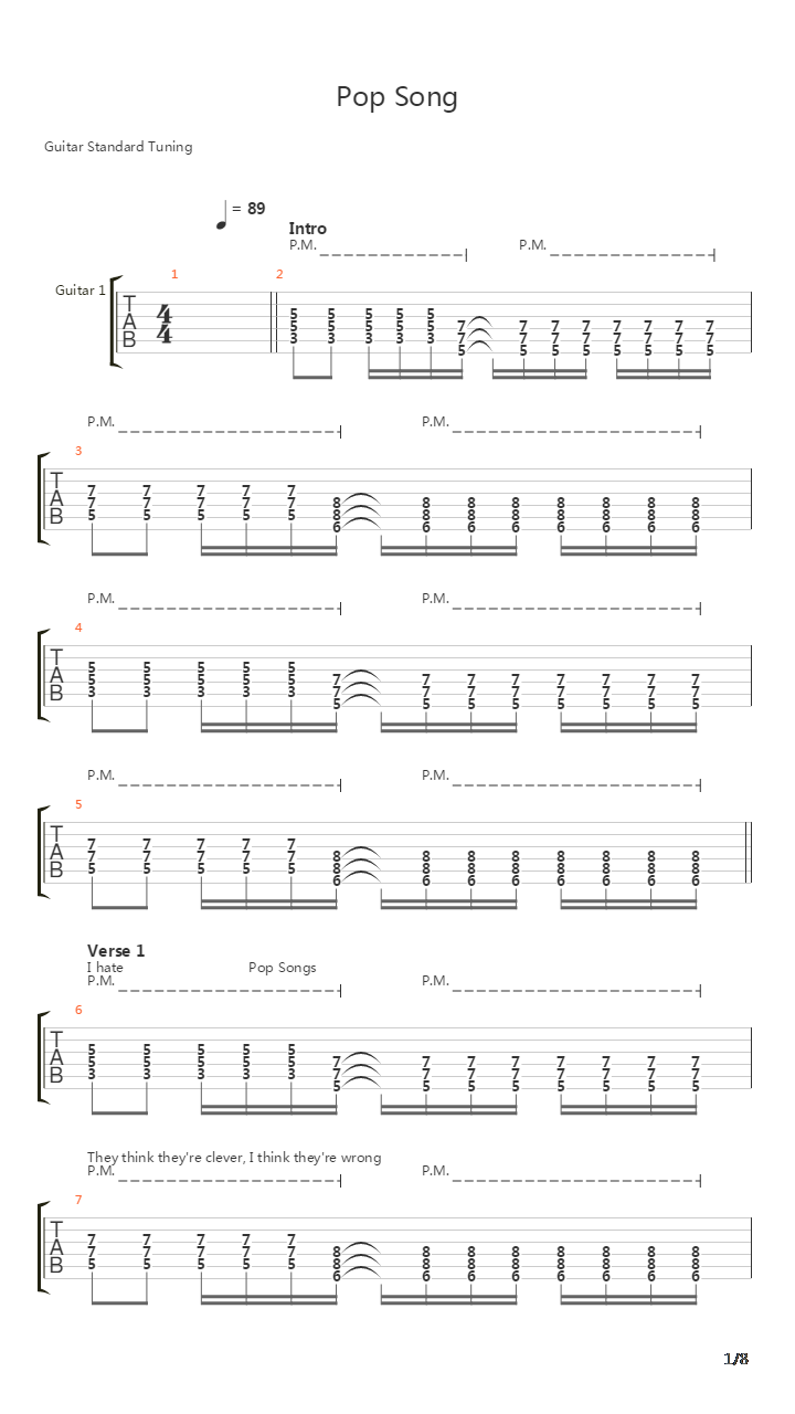 Pop Songs吉他谱