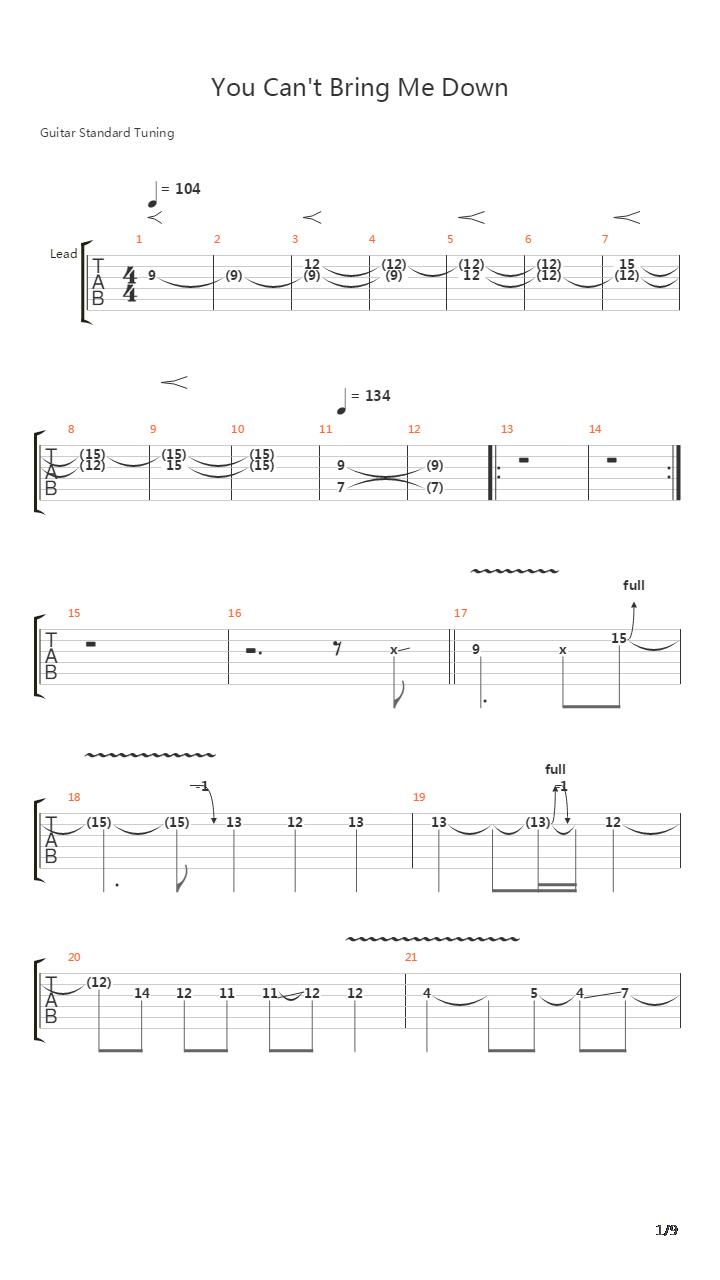 You Cant Bring Me Down吉他谱